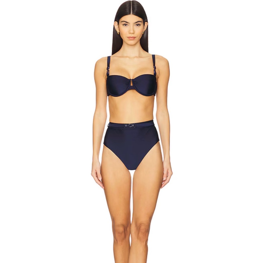 $350 NWT Zimmermann Swimwear Navy Everley Trim Bikini Set size 1 A/B US 4-6